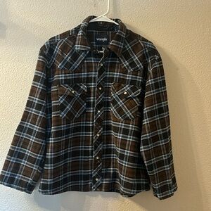 Wrangler brown/blue flannel size large